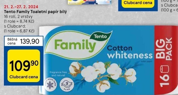 Toaletní papír 2vrstvý Family Tento