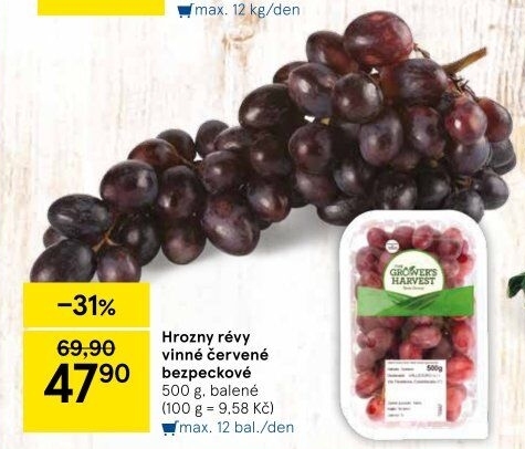 Hrozny červené bezsemenné The Grower'
