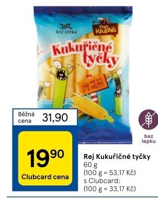 Kukuřičné tyčky bez lepku Rej