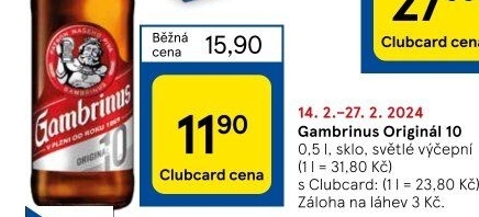 Pivo světlé výčepní Originál 10° Gambrinus