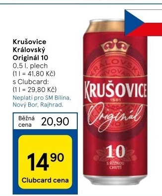 Pivo světlé výčepní Originál Královská 10° Krušovice