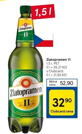 Pivo světlý ležák 11° Zlatopramen