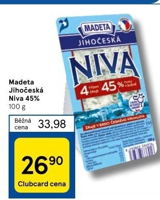 Sýr Niva Jihočeská 45% Madeta