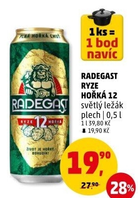 Pivo světlý ležák 12° Ryze hořká Radegast