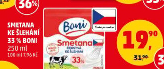 Smetana ke šlehání Boni 33%
