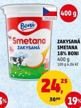 Smetana zakysaná Boni 18%