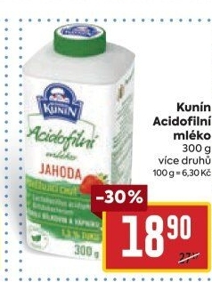 Acidofilní mléko Mlékárna Kunín