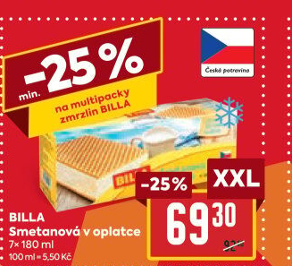 Smetanová zmrzlina v oplatce Billa