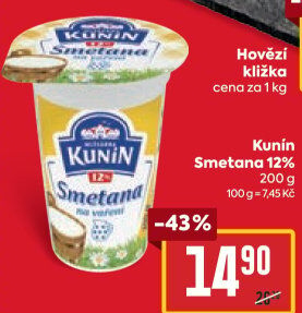 Smetana na vaření Mlékárna Kunín 12%