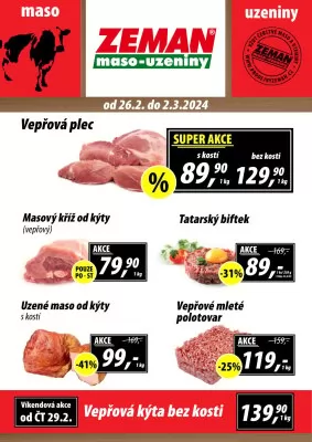 akční leták ZEMAN maso - uzeniny 26.2.2024-2.3.2024