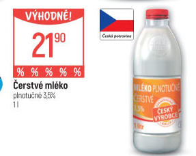 Mléko čerstvé Bohemilk - 3,5% plnotučné
