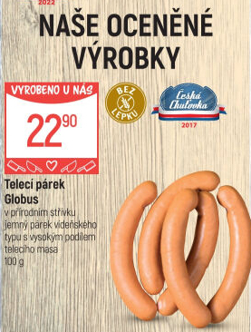 Párky s telecím masem Globus