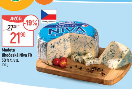 Sýr Niva Jihočeská Fit 30% Madeta