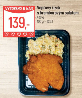 Vepřový řízek s bramborovým salátem Globus