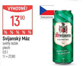 Pivo světlý ležák 11° Svijanský Máz Svijany