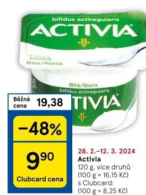 Bílý jogurt Activia Danone