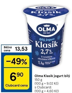 Bílý jogurt Klasik Olma