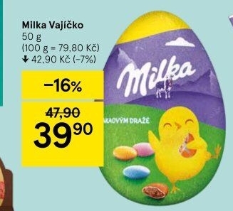 Čokoládové vajíčko Milka