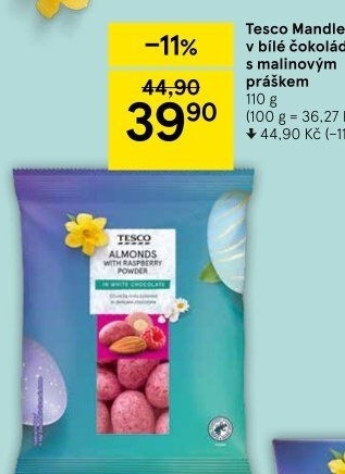 Mandle v čokoládě Tesco