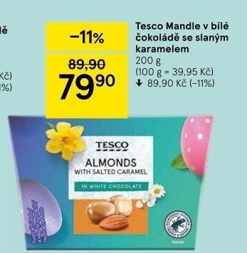 Mandle v čokoládě Tesco