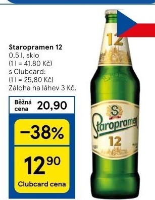 Pivo světlý ležák 12° Staropramen