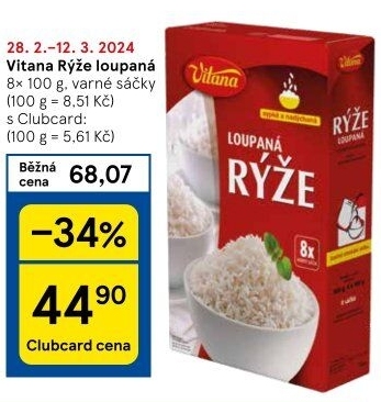 Rýže loupaná dlouhozrnná Vitana