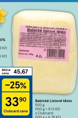 Těsto listové babické Šetra