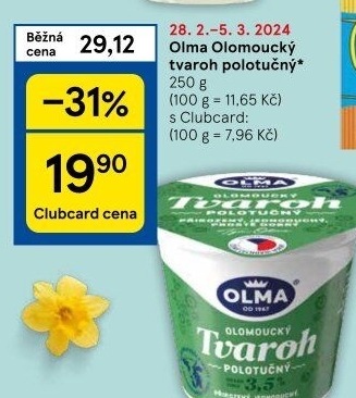 Tvaroh polotučný Olomoucký Olma