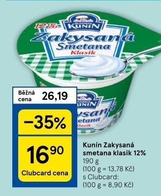 Zakysaná smetana Klasik Mlékárna Kunín 12%