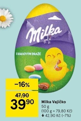Čokoládové vajíčko Milka