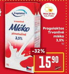 Mléko trvanlivé Pragolaktos - 3,5% plnotučné