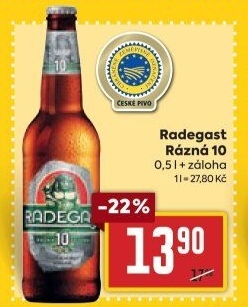 Pivo světlé výčepní Rázná 10° Radegast