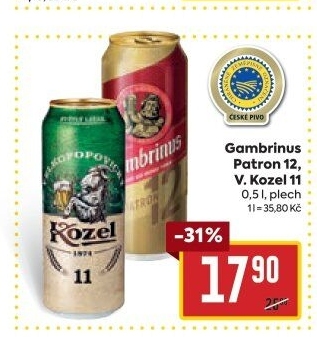 Pivo světlý ležák 12° Patron Gambrinus