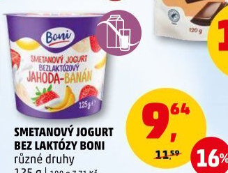 Jogurt smetanový ochucený bez laktózy Boni