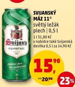 Pivo světlý ležák 11° Svijanský Máz Svijany