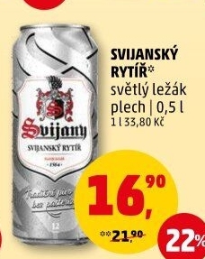 Pivo světlý ležák 12° Svijanský rytíř Svijany