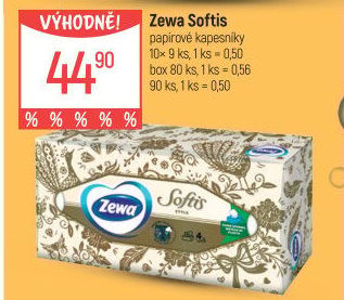 Papírové kapesníčky 4vrstvé Softis Zewa - box