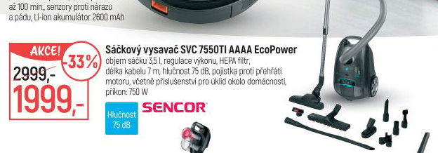 Sáčkový vysavač Sencor SVC 7550TI AAAA EcoPower