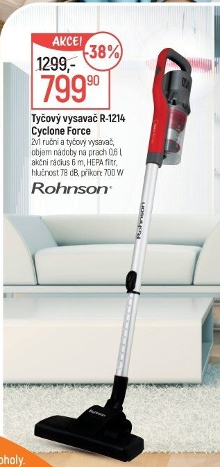 Tyčový vysavač Rohnson R-1214 Cyclone Force