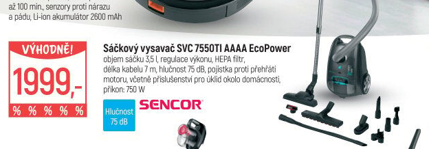 Sáčkový vysavač Sencor SVC 7550TI AAAA EcoPower