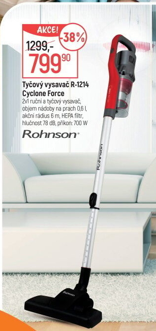 Tyčový vysavač Rohnson R-1214 Cyclone Force