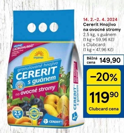 Hnojivo s guánem na ovocné stromy Cererit Forestina