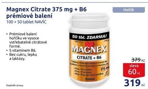 Doplněk stravy Magnex Citrate +B6