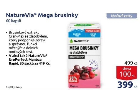 Doplněk stravy Mega brusinky se zlatobýlem NatureVia Swiss