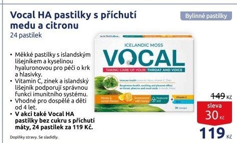 Pastilky pro péči o krk a hlasivky Vocal HA
