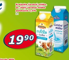 Mléko čerstvé Krajanka - 1,5% polotučné