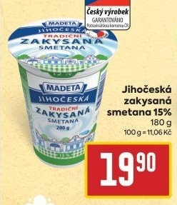 Smetana zakysaná Jihočeská Madeta 15%