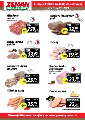 akční leták ZEMAN maso - uzeniny 4.3.2024-9.3.2024