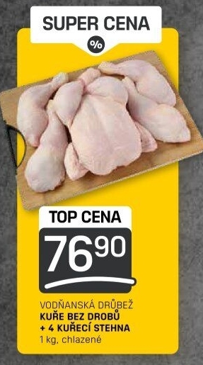 Kuře + 4 kuřecí stehna Vodňanské kuře