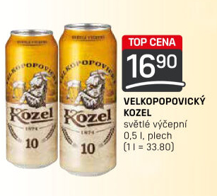 Pivo světlé výčepní 10°Velkopopovický Kozel